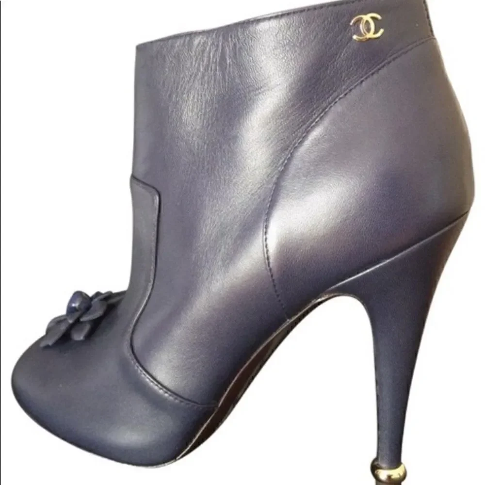 CHANEL Lambskin Short Boots 15A Size: 38